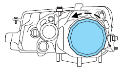 3. Reaching through the wheel well, remove the rubber headlamp bulb