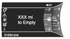  Distance to empty (DTE): Shows approximate fuel level before the