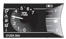 For descriptions of the tachometer and fuel gauge, see the description