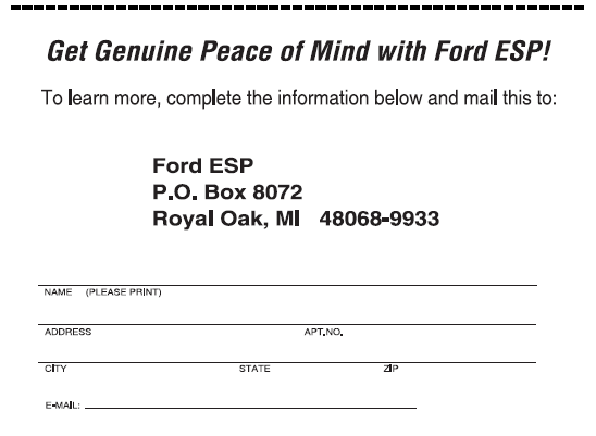 Ford esp extended service plans (Canada only)
